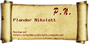 Plander Nikolett névjegykártya