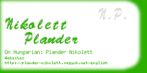 nikolett plander business card